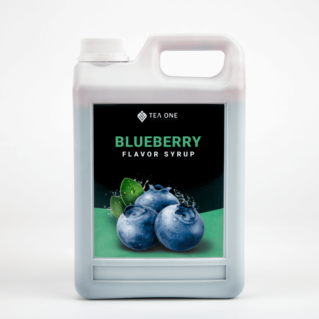 TEA ONE Blueberry Syrup 2.5 kg catering canister – bulk bubble-tea flavour concentrate for cafés, restaurants & beverage wholesalers.