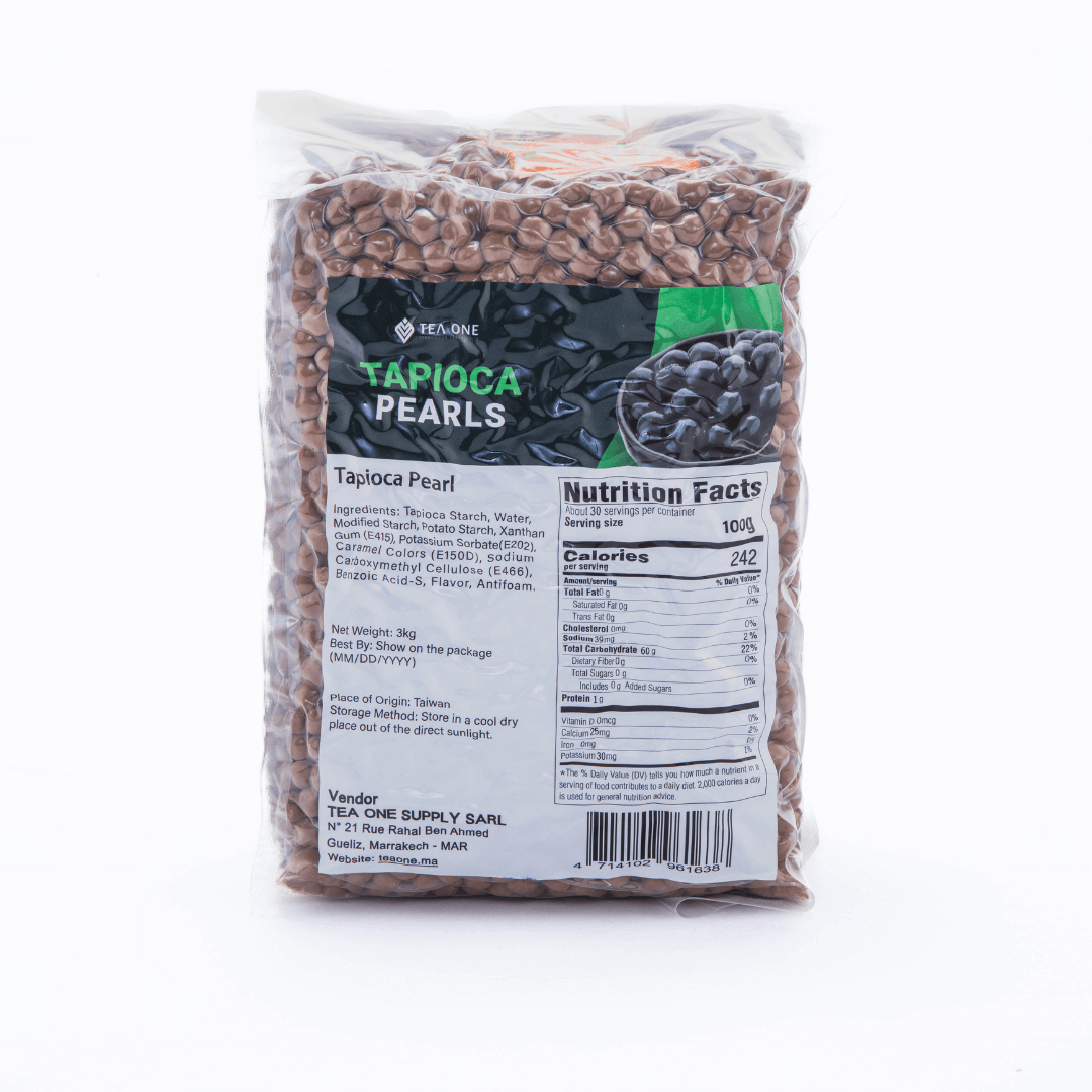 TEA ONE Tapioca Pearls 3 kg vacuum pack – chewy bubble-tea tapioca balls for cafés & wholesale supply.