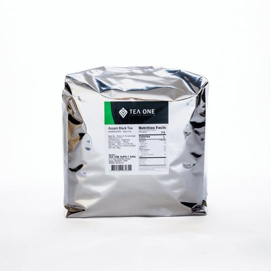 TEA ONE Assam Black Tea 1.8 kg foil pack – premium loose-leaf base for milk & bubble tea, bulk wholesale.