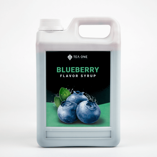 TEA ONE Blueberry Syrup 2.5 kg catering canister – bulk bubble-tea flavour concentrate for cafés, restaurants & beverage wholesalers.