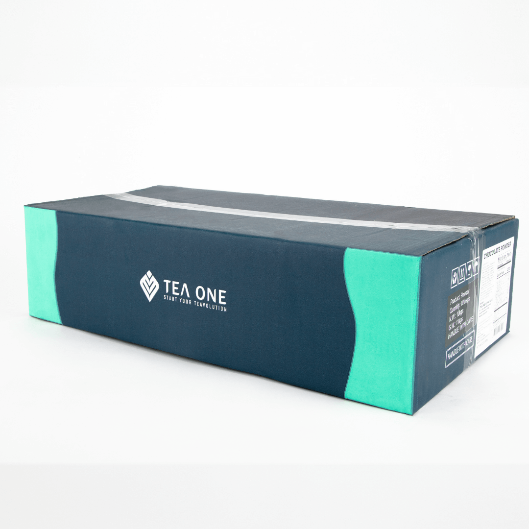 Carton containing 10 × 1 kg packs of TEA ONE Chocolate Powder for bulk supply.