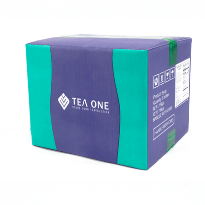 Carton containing 6 bottles of TEA ONE Green Apple Syrup (6 × 2.5 kg) for bulk orders.