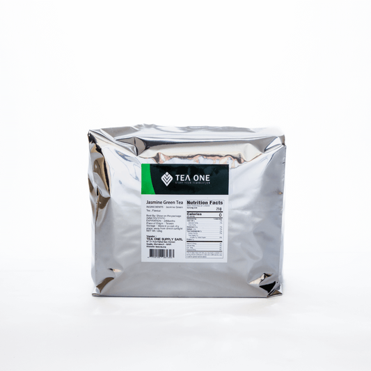 TEA ONE Jasmin Green Tea 1.8 kg foil pack – premium loose-leaf base for milk & bubble tea, bulk wholesale.
