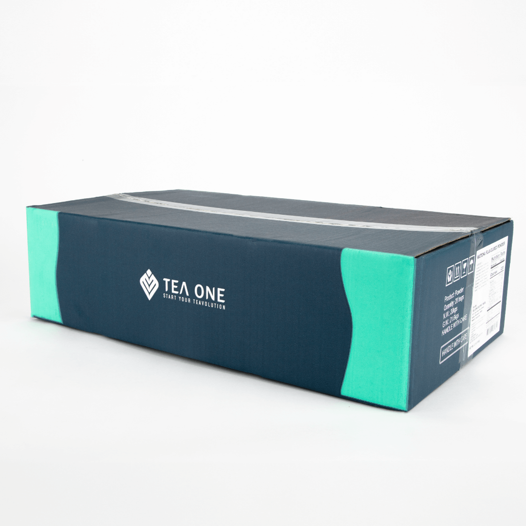 Carton containing 10 × 1 kg packs of TEA ONE Matcha Powder for bulk supply.