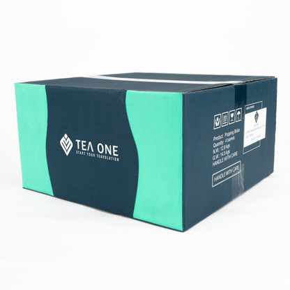 Carton containing 4 buckets of TEA ONE Watermelon Popping Boba (4 × 3.2 kg) for bulk orders.